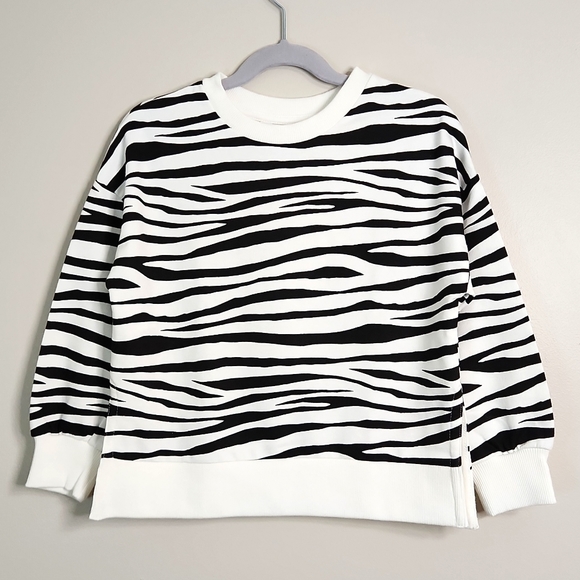 Mango Girls Black & White Zebra Print Sweatshirt, Size 5/6 ~ NWT - Picture 1 of 9